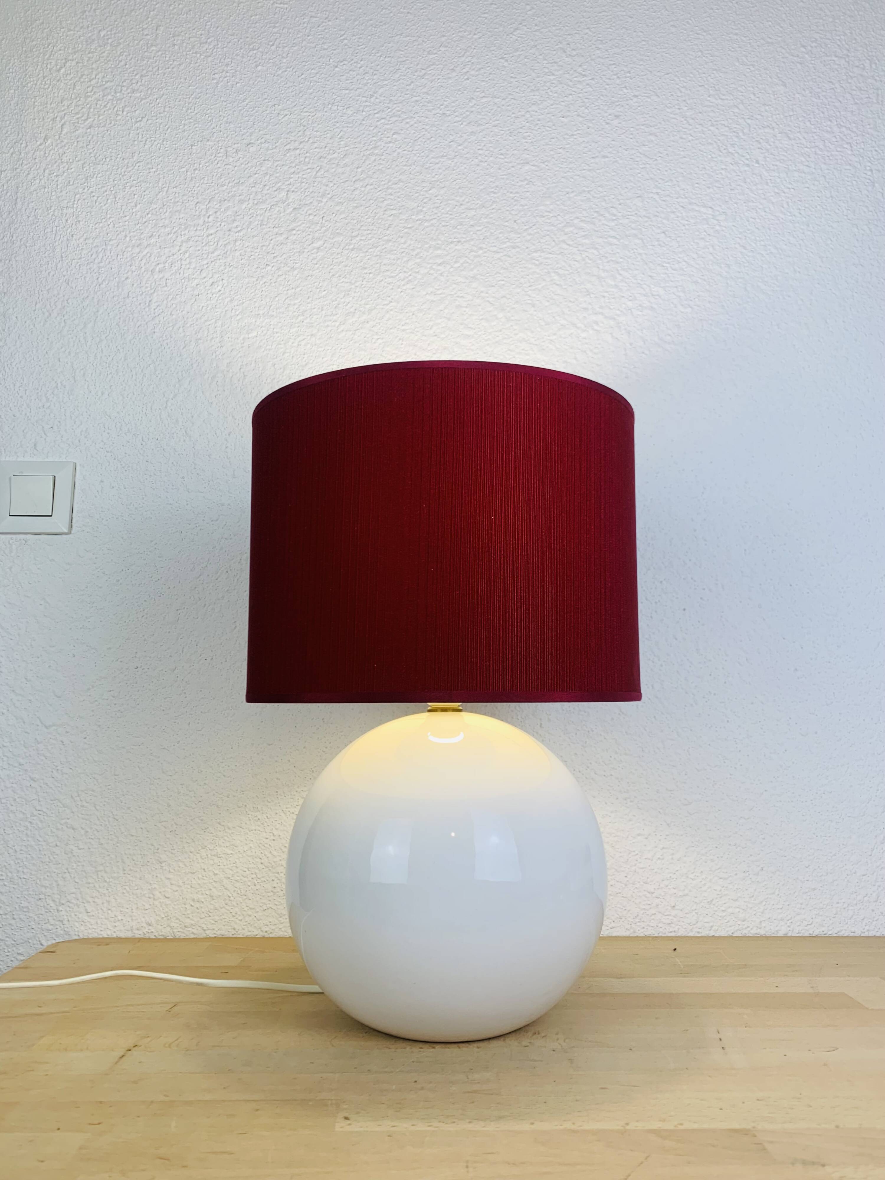 White and red ceramic ball lamp, 1980s
