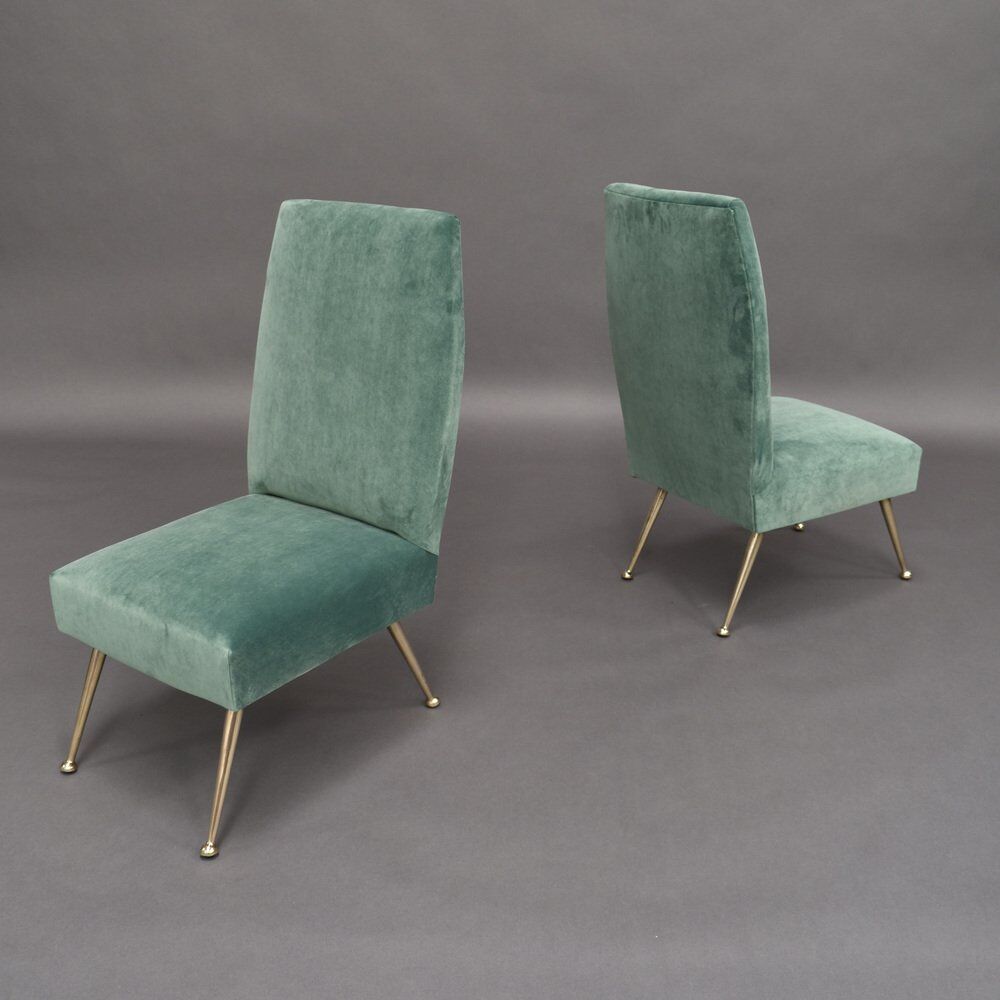 Set of Italian velvet side chairs by Gigi Radice for Minotti, 1950s
