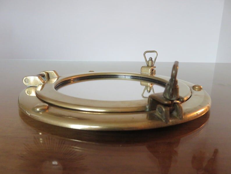 Mirror window in brass 70s - 29cm