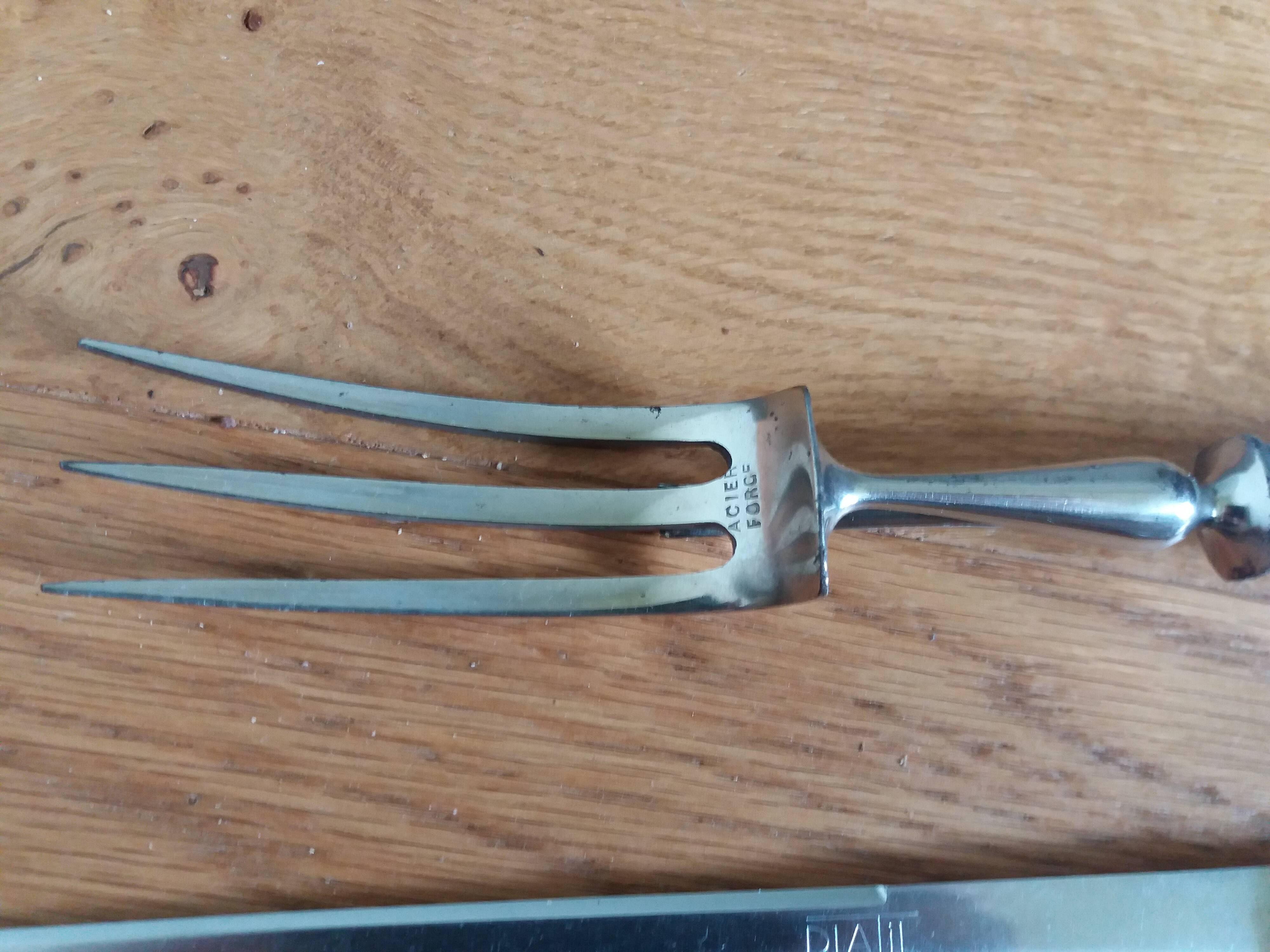 Platil leg of lamb service, Art Deco knife and fork