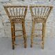 Pair of high stools, bar, rattan with back