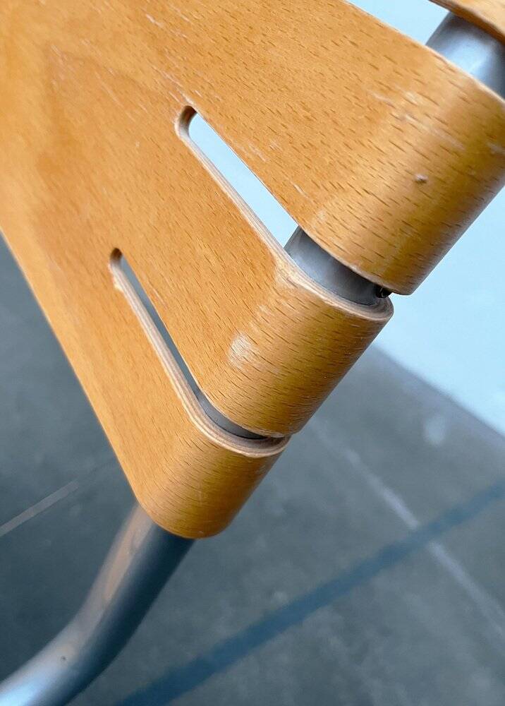 Postmodern chair in metal and wood by Ruud Jan Kokke for Harvink, 1990s.