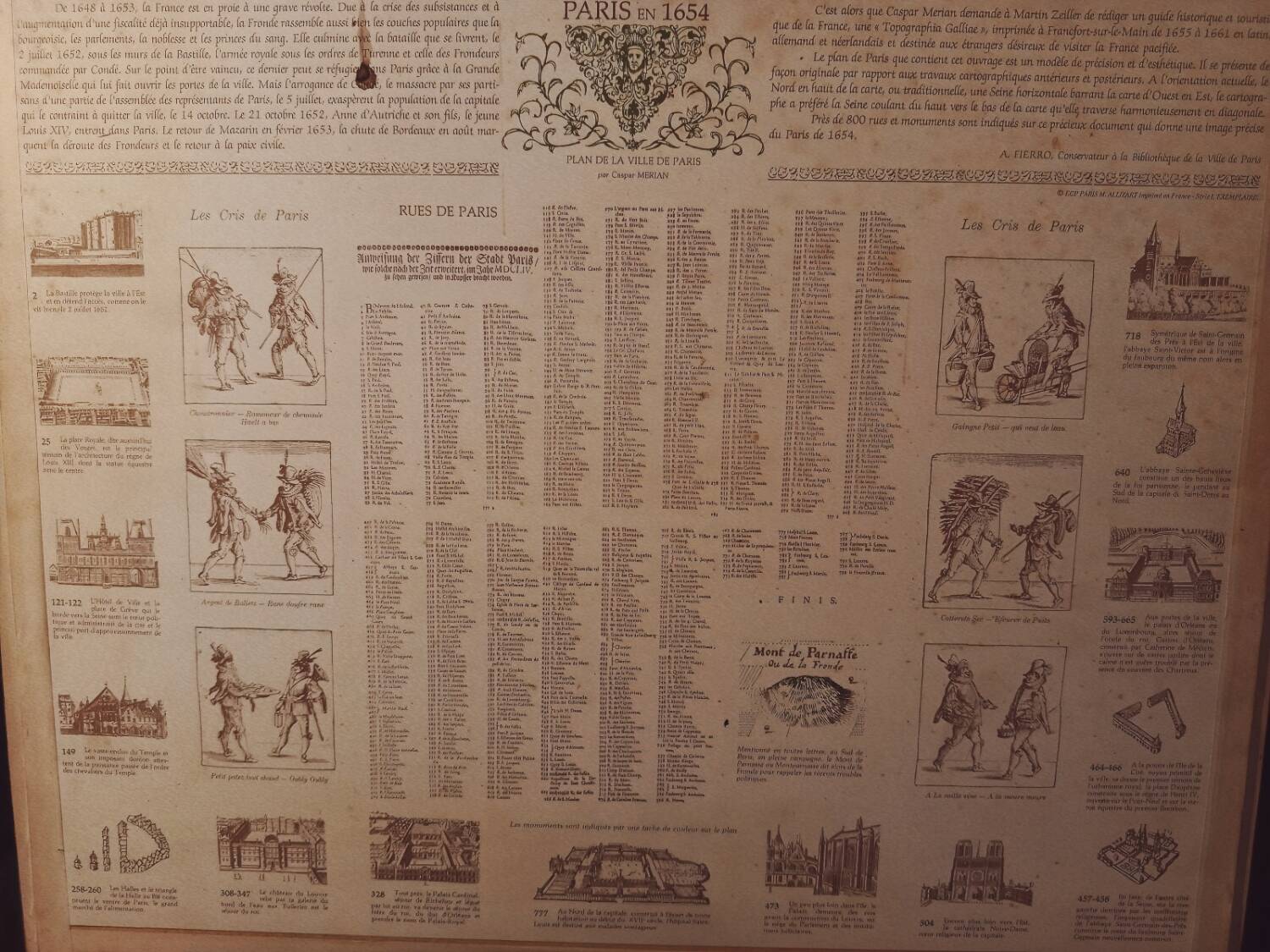 Carte historique – Plan de Paris en 1654 d'après Caspar Merian