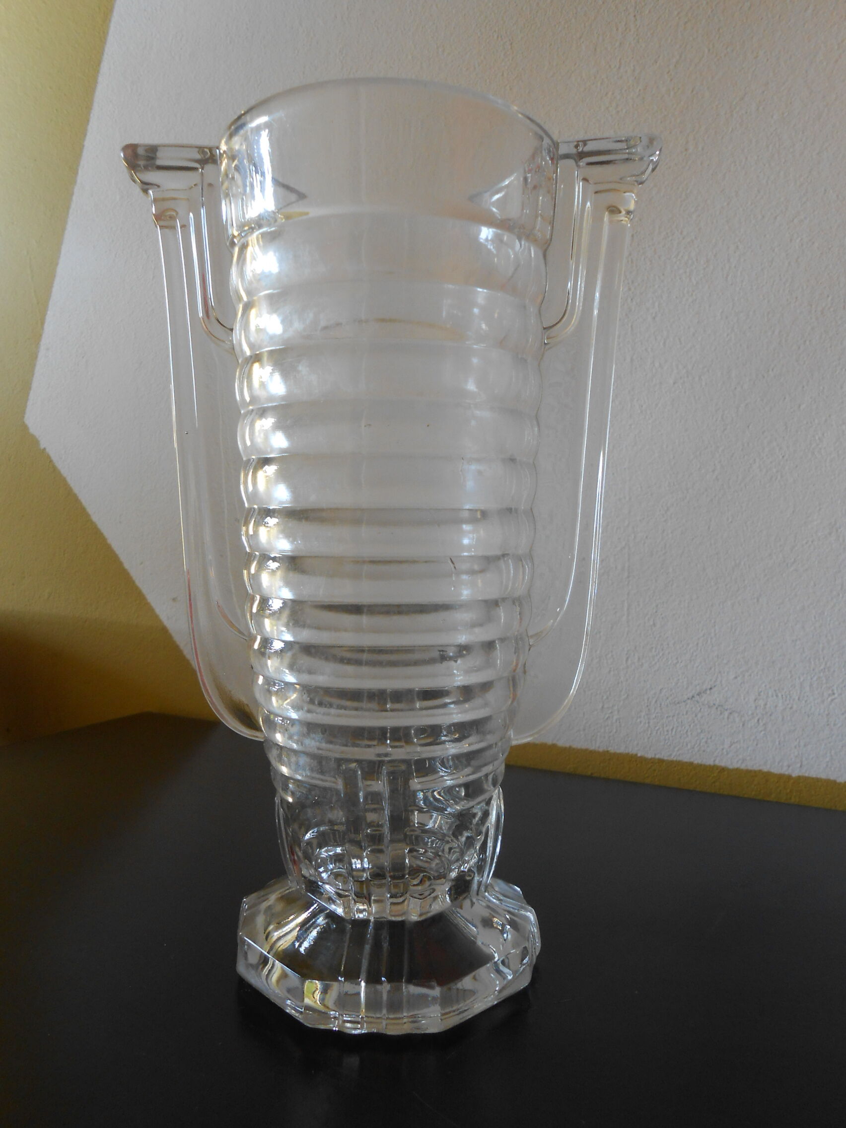 Narrow glass art deco vase