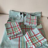 Ensemble nappe et 11 serviettes coton damassé vintage