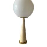 Conic parchment and brass table lamp, France 1960