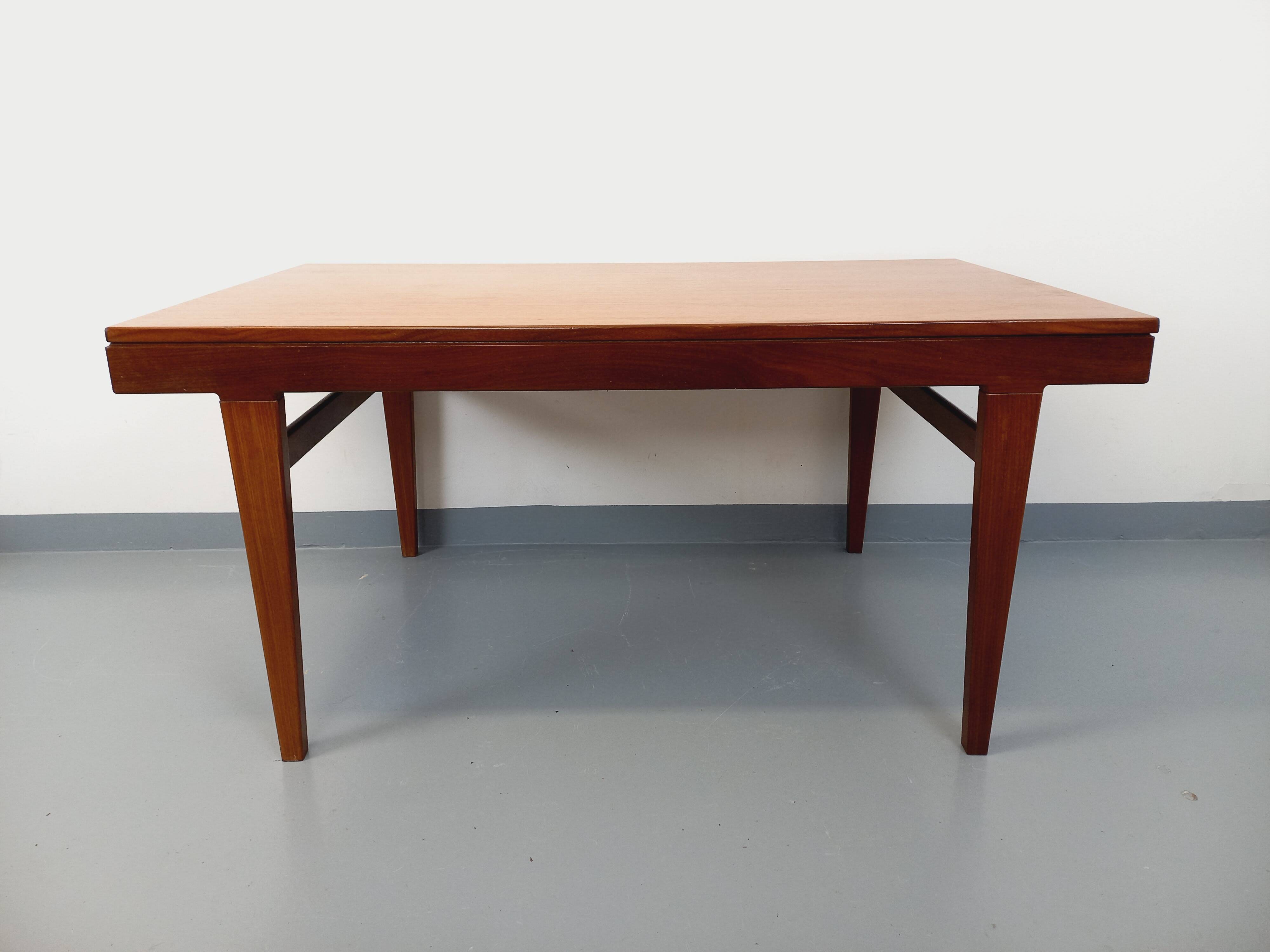 Vintage Scandinavian 50s 60s teak dining table with extension