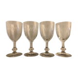 4 verres à pied gravés et soufflés