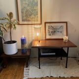 Side table / end table in wood and old metal