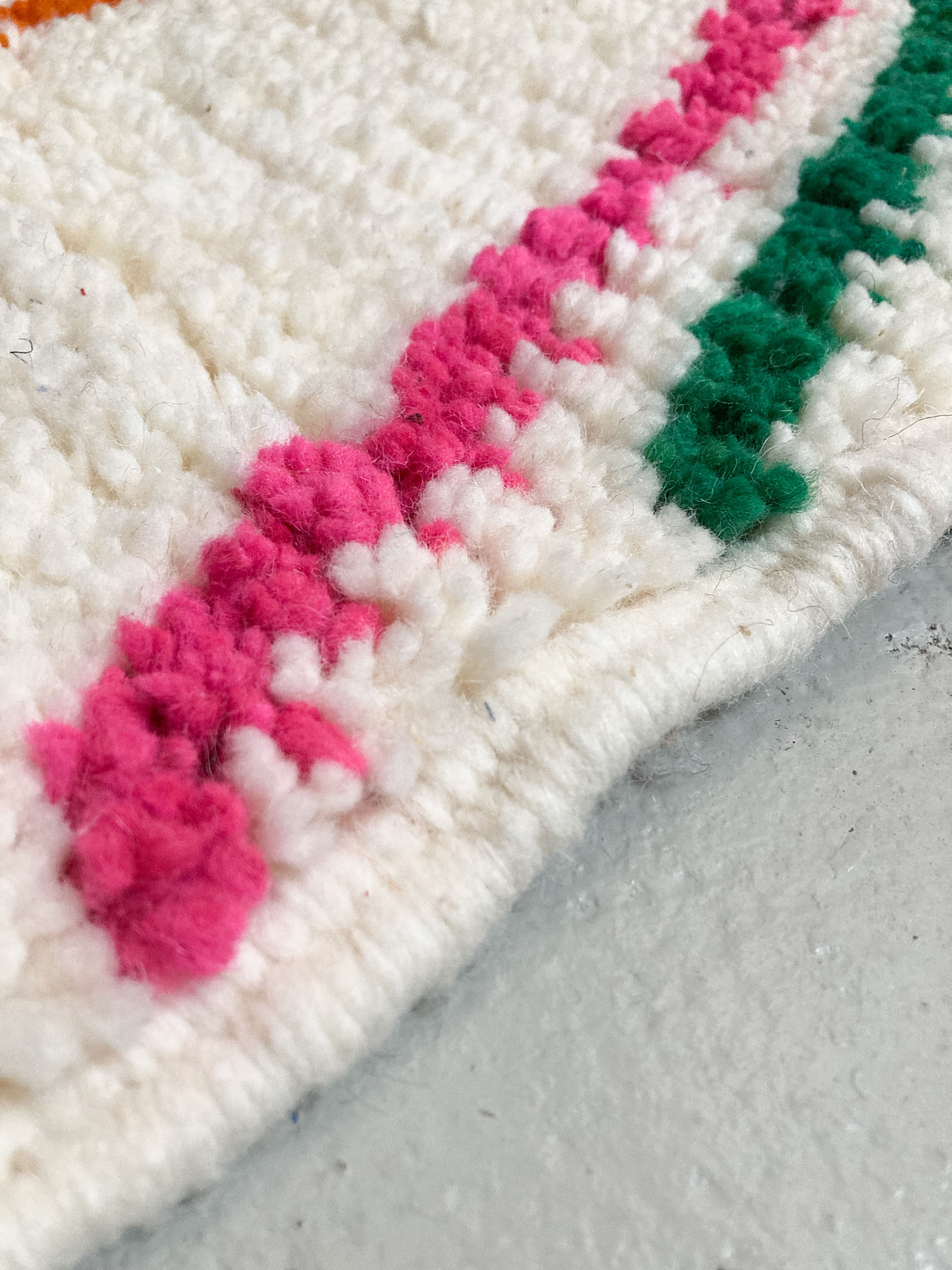 Moroccan berber carpet azilal ecru with multicolored patterns 180x101cm