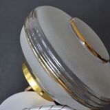 Suspension globe in frosted glass with golden edges