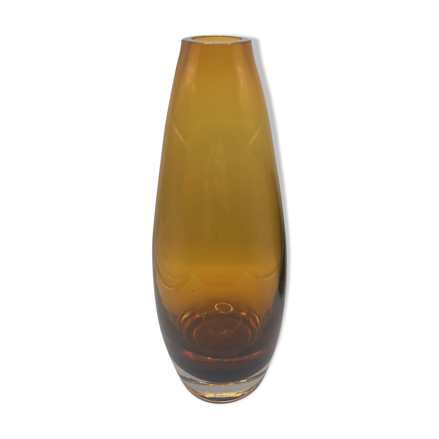 Vase scandinave ovoïde en verre ambré vers 1960