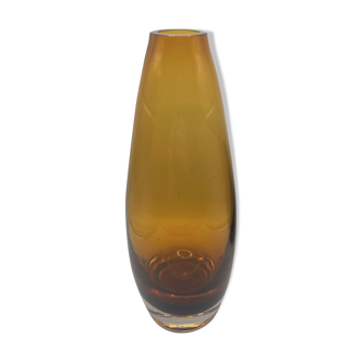 Scandinavian ovoid vase in amber glass circa 1960