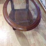 Table basse en merisier et verre