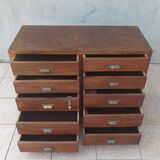 Meuble de métier 10 tiroirs en noyer