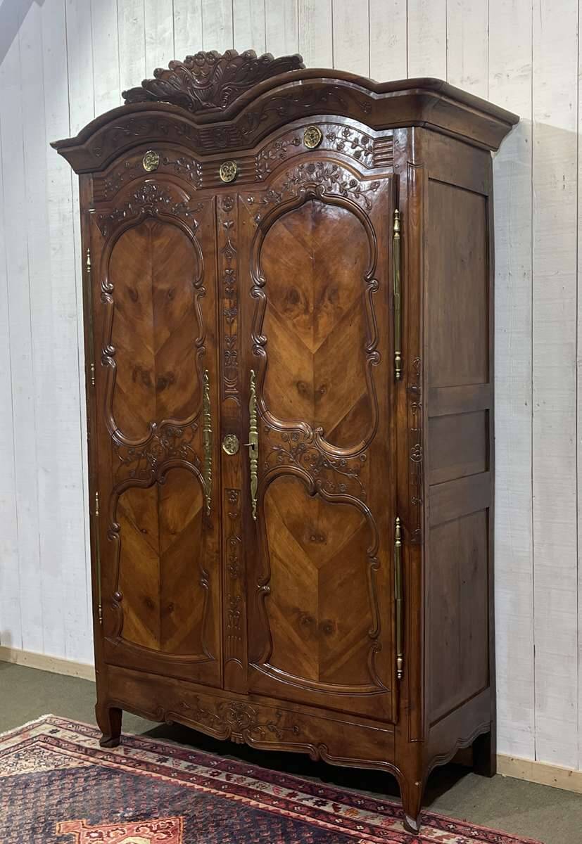 19th-century Rennes wardrobe in cherry wood signed Louis Boutin