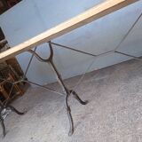 Large family bistro table with wooden top 190cm