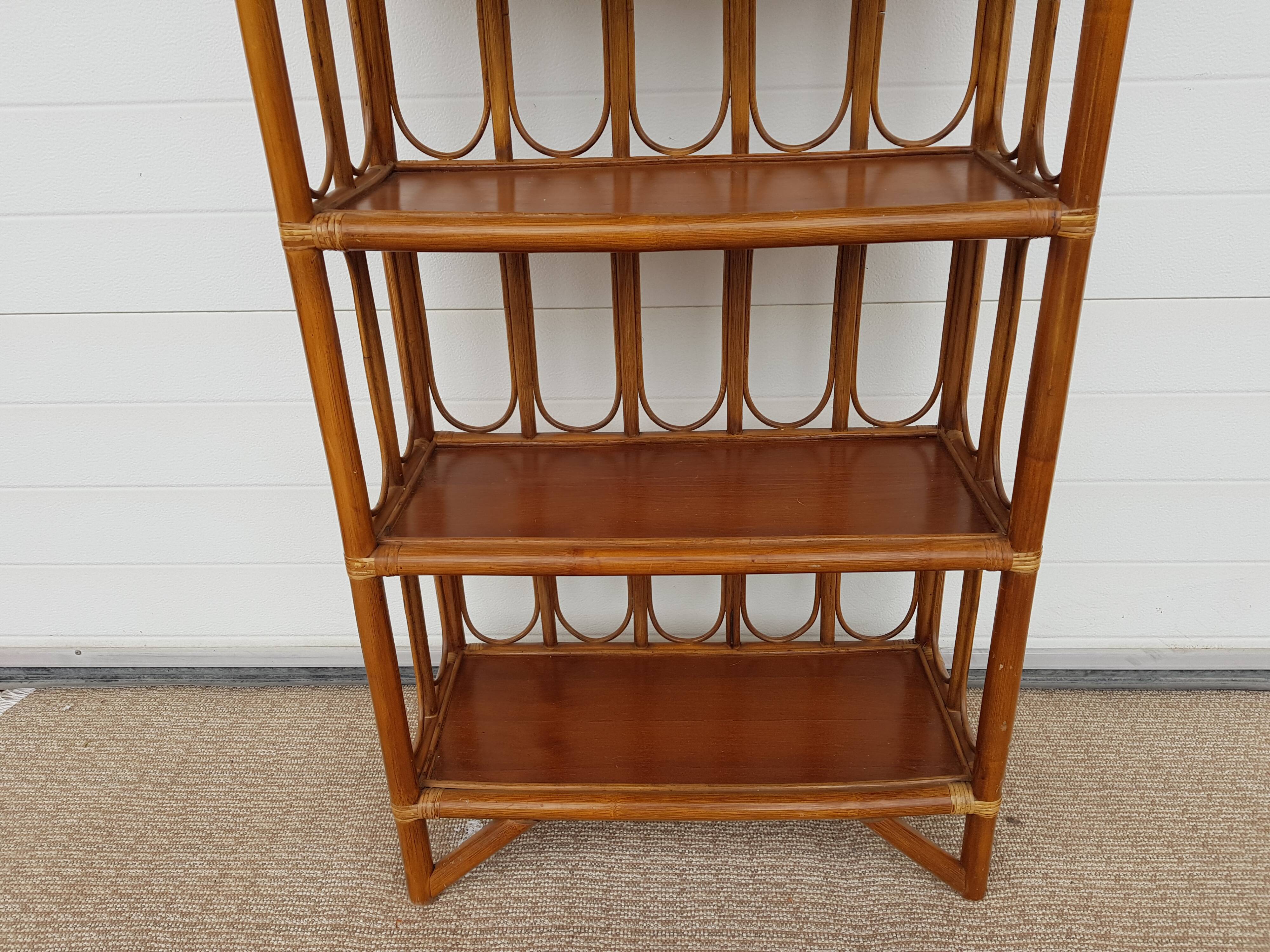 Old shelf in bamboo and rattan 70s