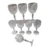 8 Bohemian crystal stemmed glasses