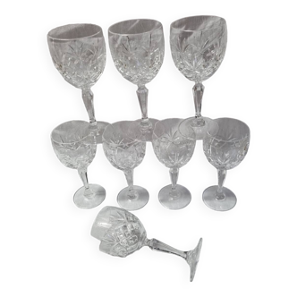8 Bohemian crystal stemmed glasses