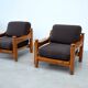 Set of two pine lounge chairs
