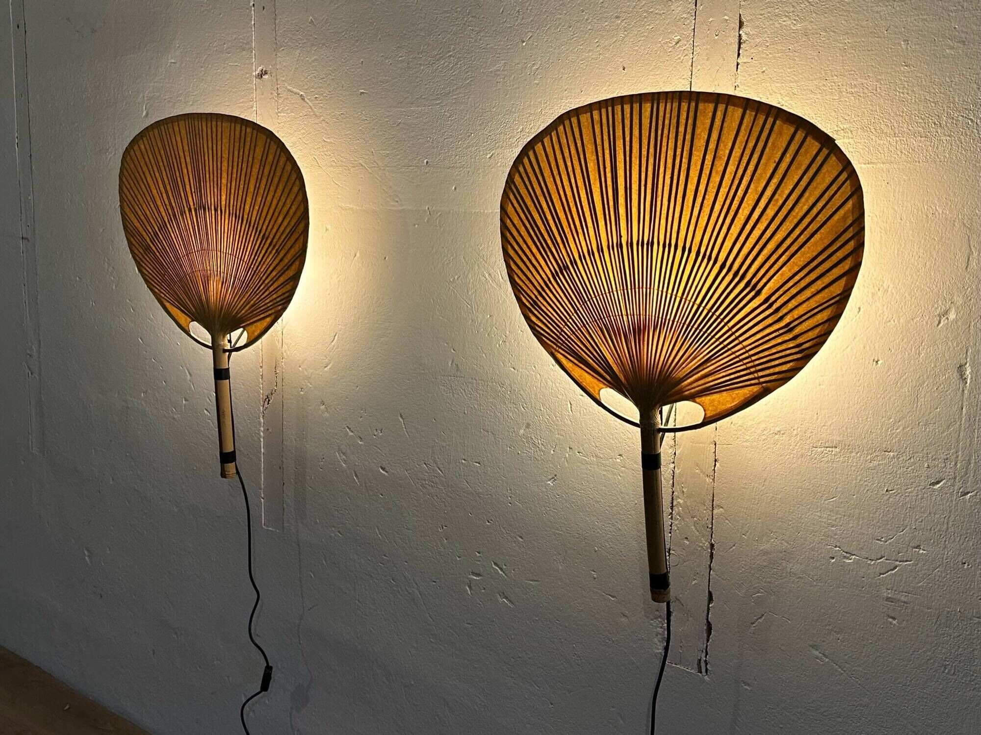 Pair Of Ingo Maurer Uchiwa III Wall Lamps For M-Design, 1973