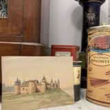 Double-sided watercolor castle landscape