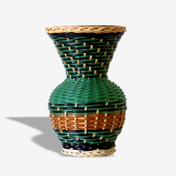 Scoubidou vase & glazed terracotta 50's