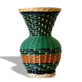 Vase Scoubidou & terre cuite vernissée 50's