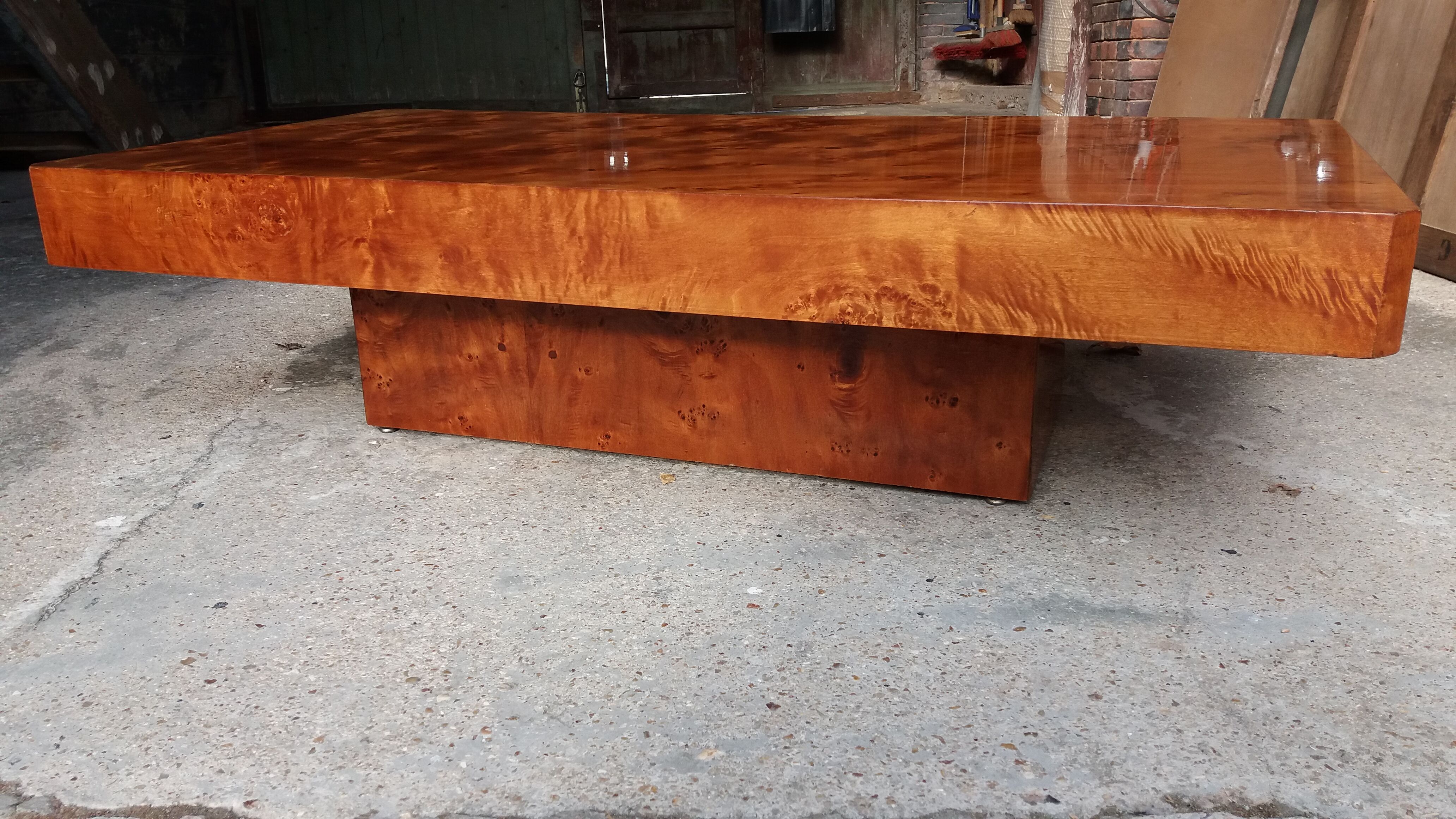 Coffee table in elm magnifying glass