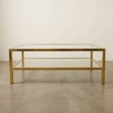 Table basse Pierre Vandel en métal doré brossé années 70