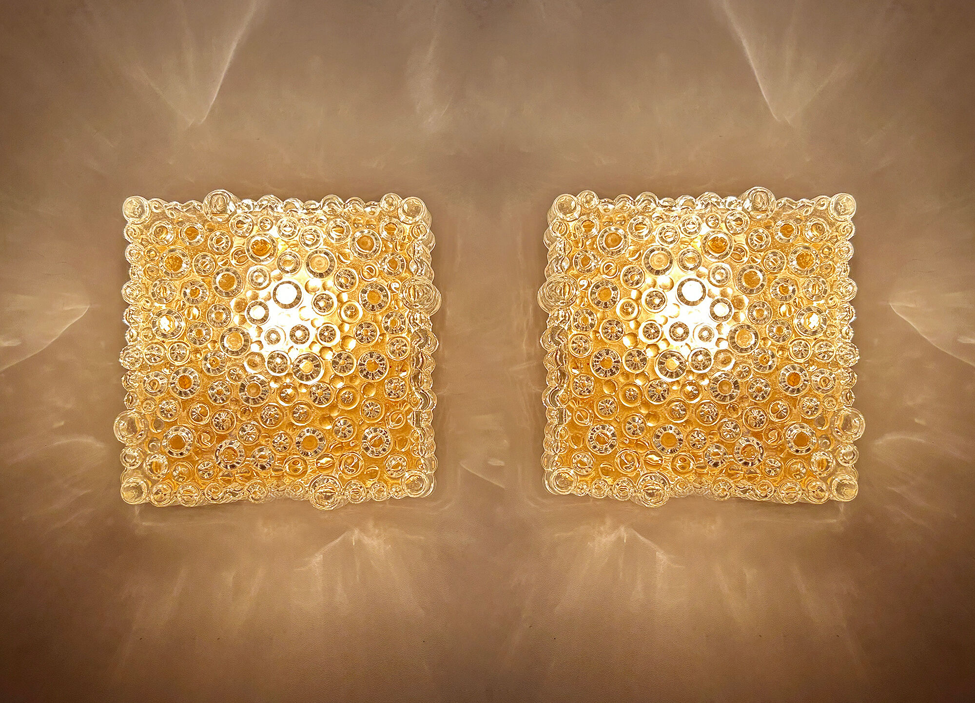 Pair vintage wall lights, bubble glass, 60s