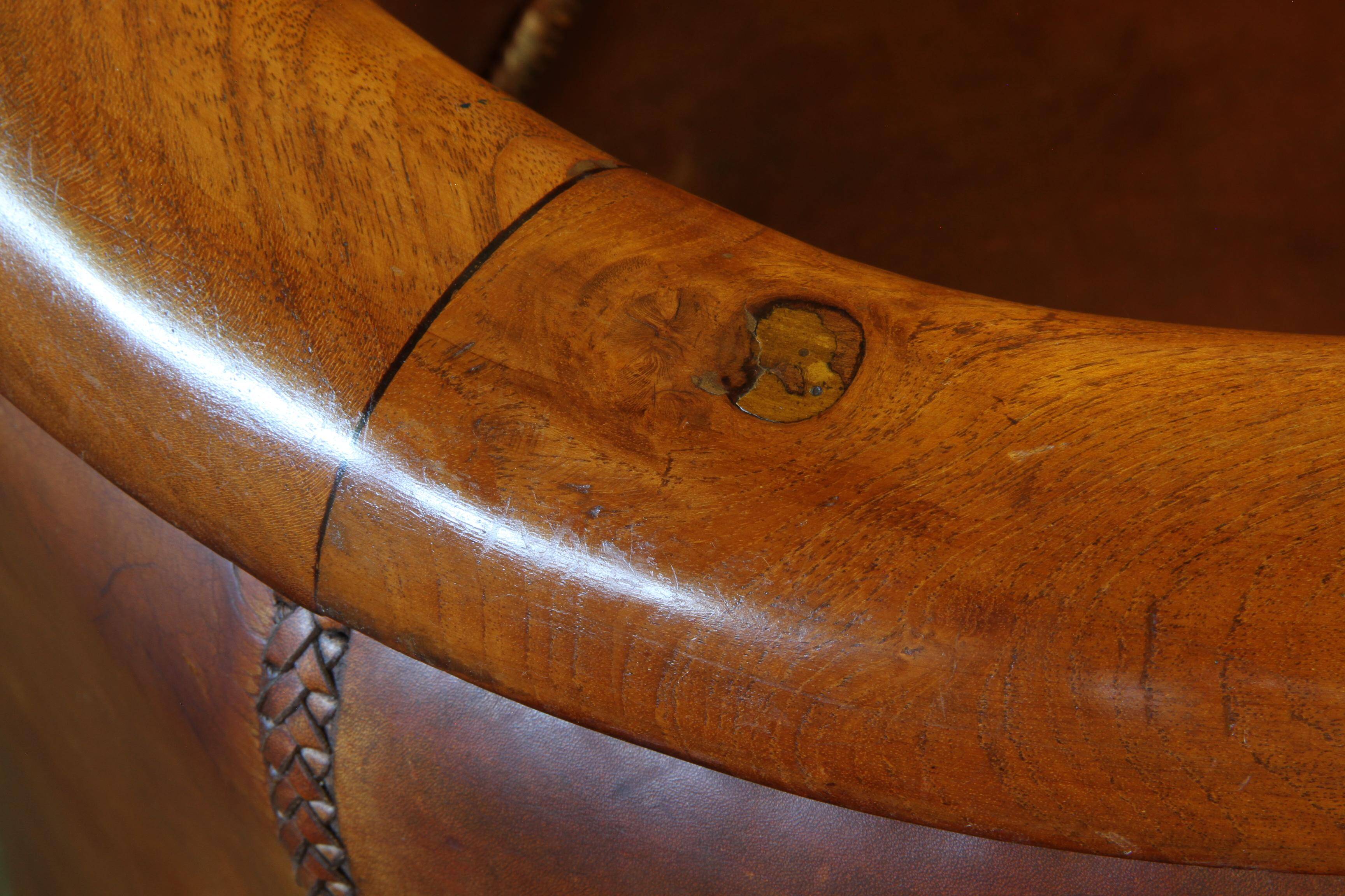 Vintage pair of 20th century Danish Leather Chairs, ca. 1930s