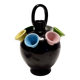 Black Lacquered Ceramic Tulip Vase Ascribable to Pucci Umbertide, Italy