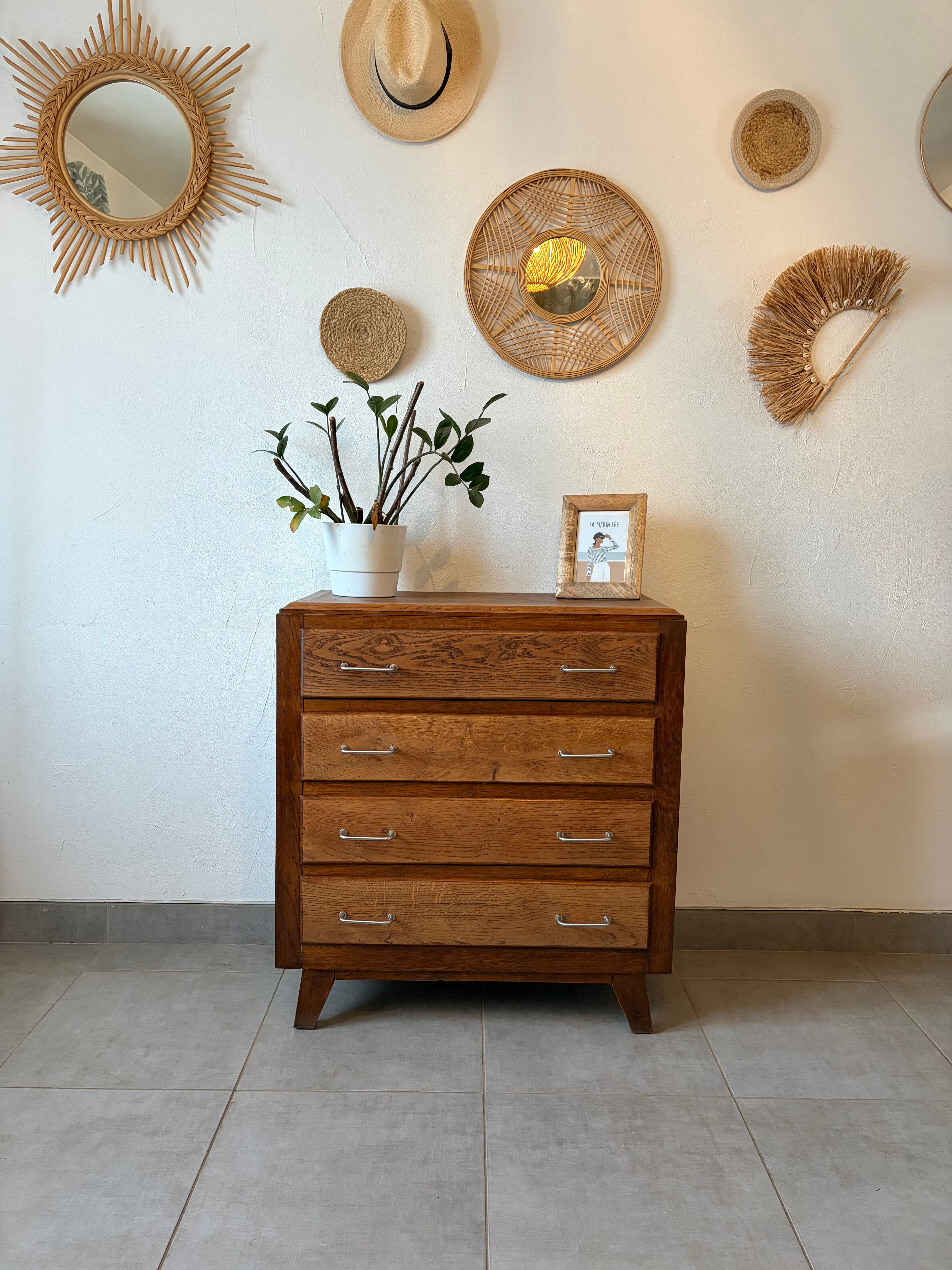 Commode vintage chene foncé