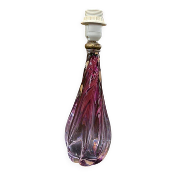 Pied de lampe vintage en cristal VSL et verre rubis