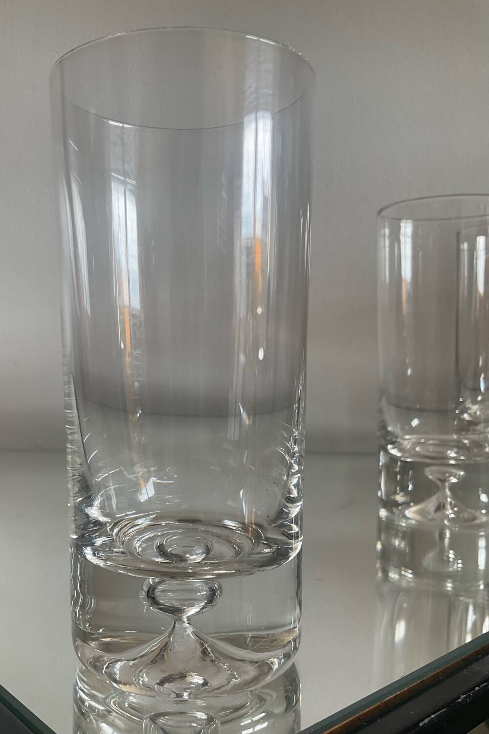 Set of 6 Kosta Boda aperitif glasses with bubbled stem