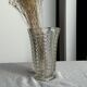 Vintage geometric moulded glass flared vase H21