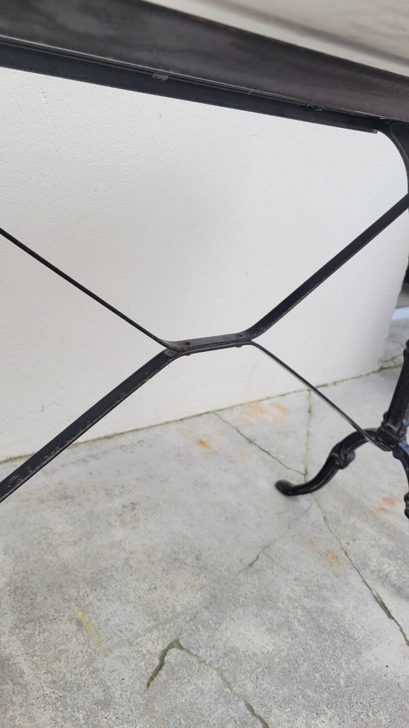 Marble and antique cast iron bistro table