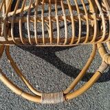 Designer rocking chair in rattan and bamboo from the 1950s/60s