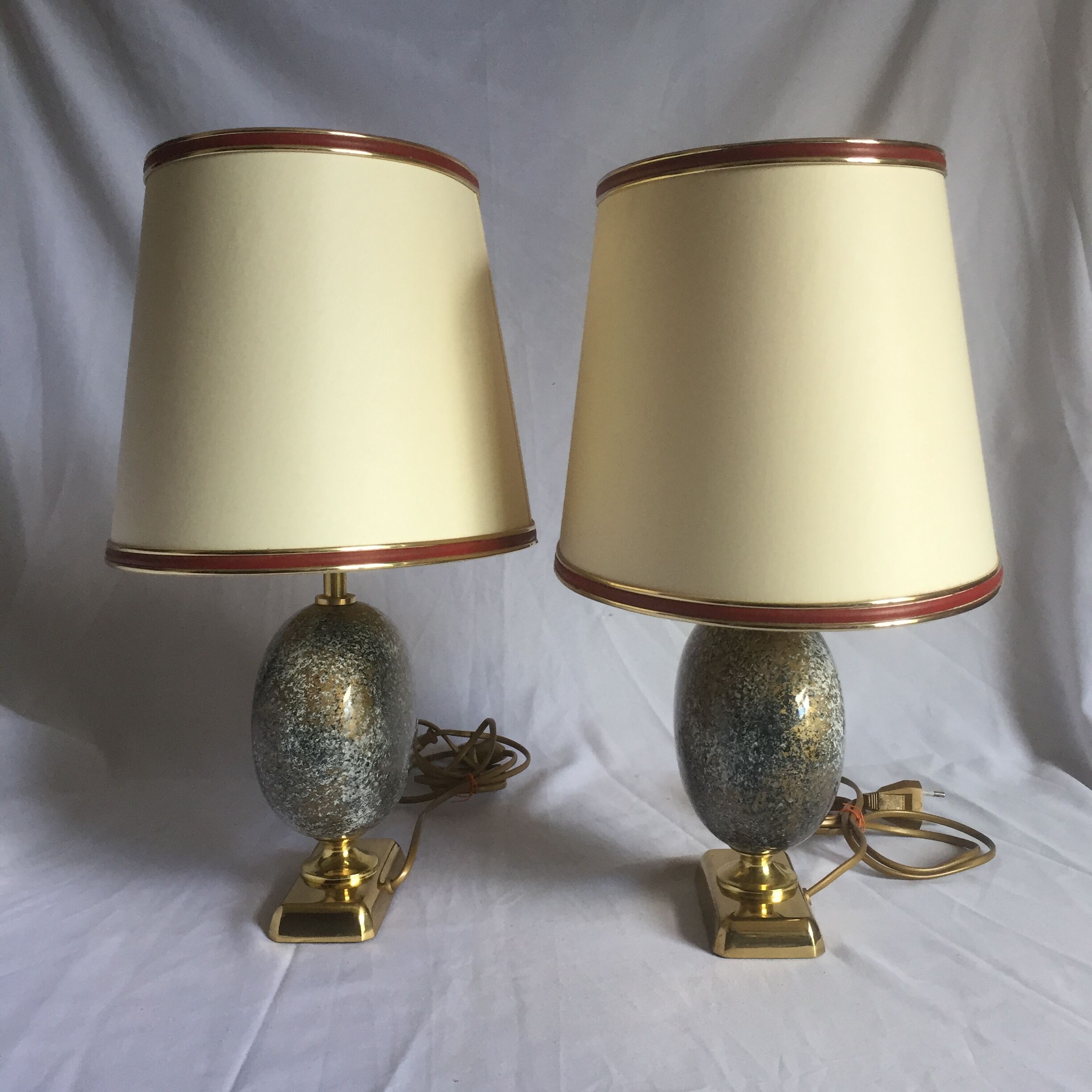 Pair of French 70s lamps Philippe Barbier style