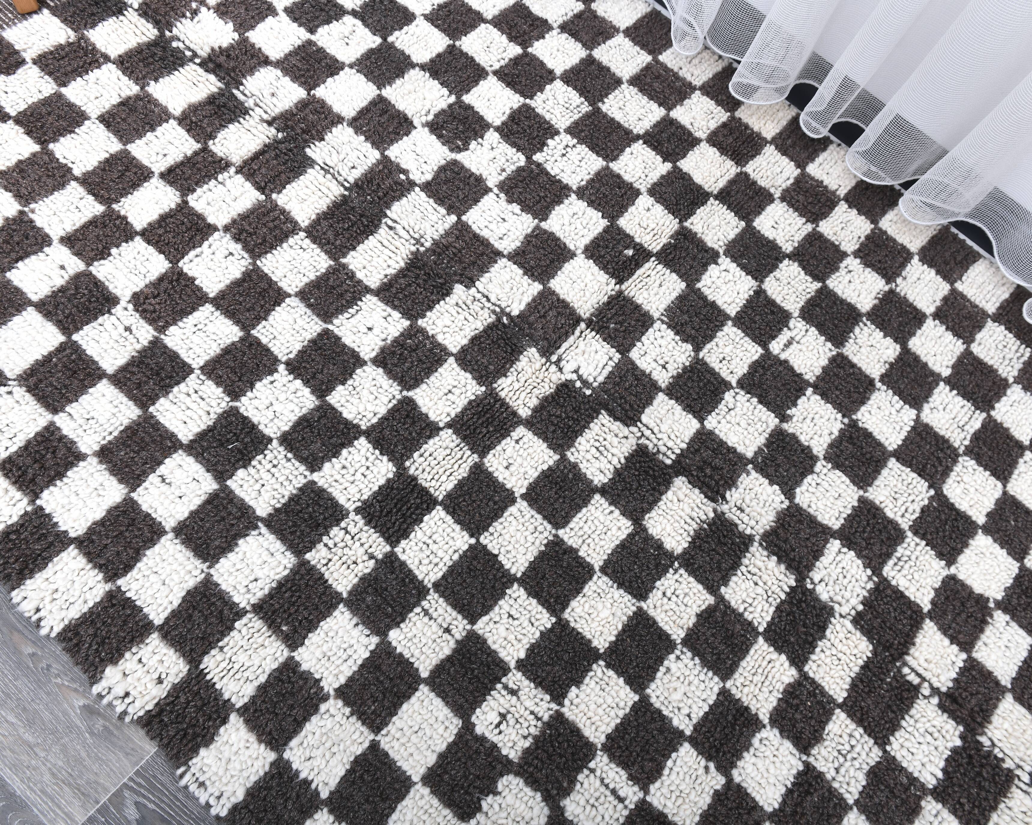 4x7 Checkered Handmade Wool Rug 137x214Cm SK 241436