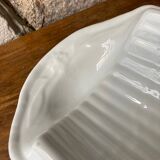 Plain white porcelain asparagus dish