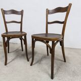 Pair of 1920s Baumann Bistro chairs, seat with design