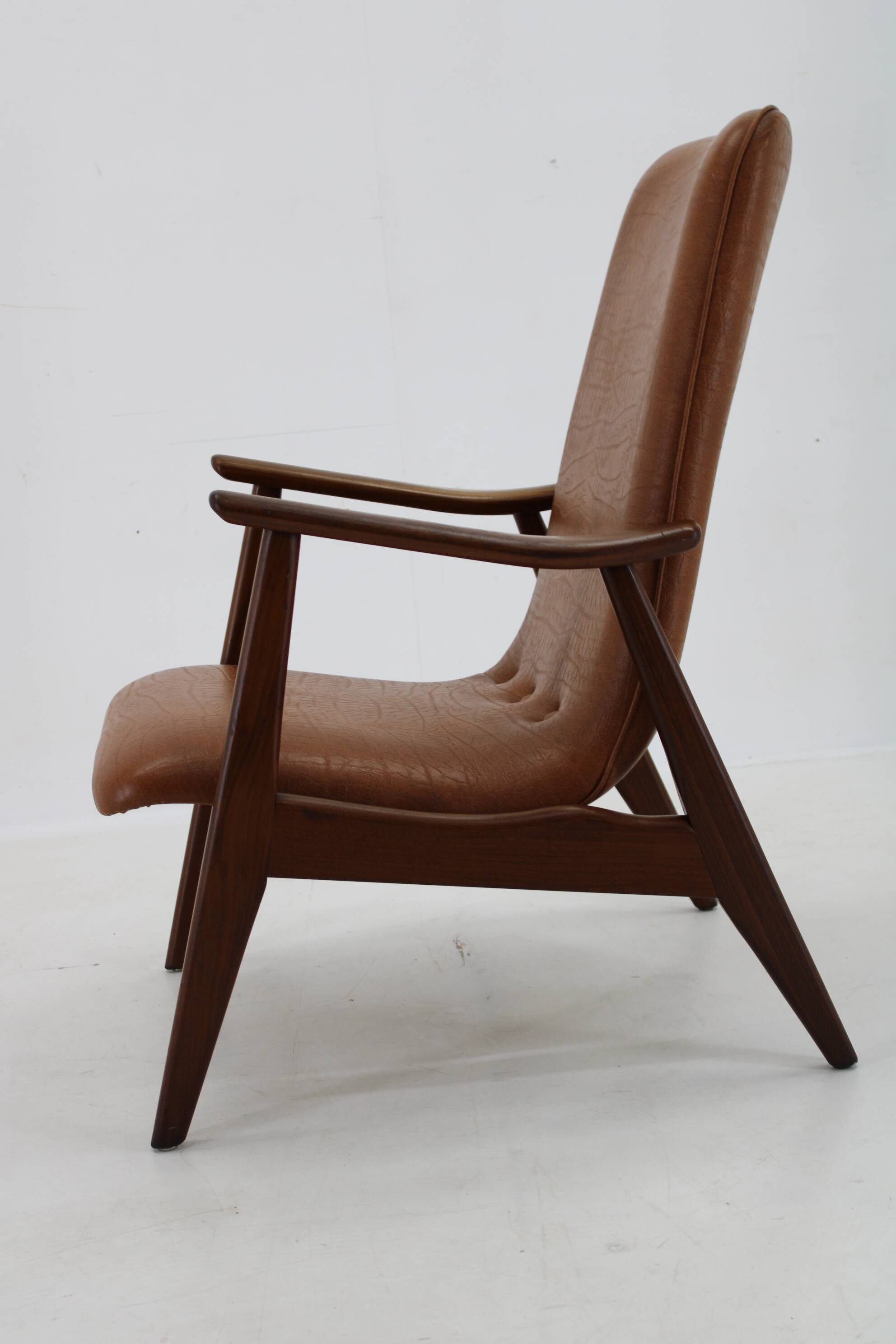 1960s Scandinavian Teak Armchair in Leatherette