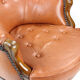 Fauteuil en cuir et noyer cognac, Tchécoslovaquie années 1940