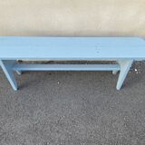 Blue painted wooden bench