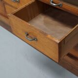 Large vintage German oak haberdashery shop cabinet, 1940s