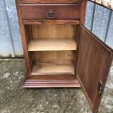 Solid oak wardrobe with 2 doors and 1 drawer in neo Louis XIII style.