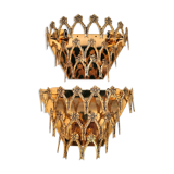 Paire d'appliques dorées design années 70